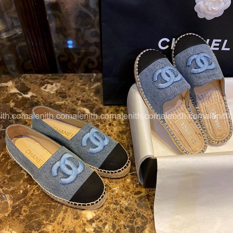 Blue Denim Espadrille Mules